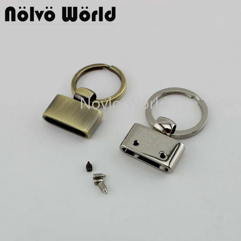 Nolvo-Llavero de metal para coche, hebillas de anillo, grillete, accesorios de hardware, 4 colores, 45x22,7mm, 5 a 100 unidades