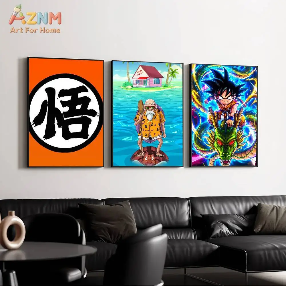 AZNM Dragon Ball Goku Master Roshi Canvas Wall Print Unframed Classic Anime Character Art Poster for Boys Bedroom Gaming Room De