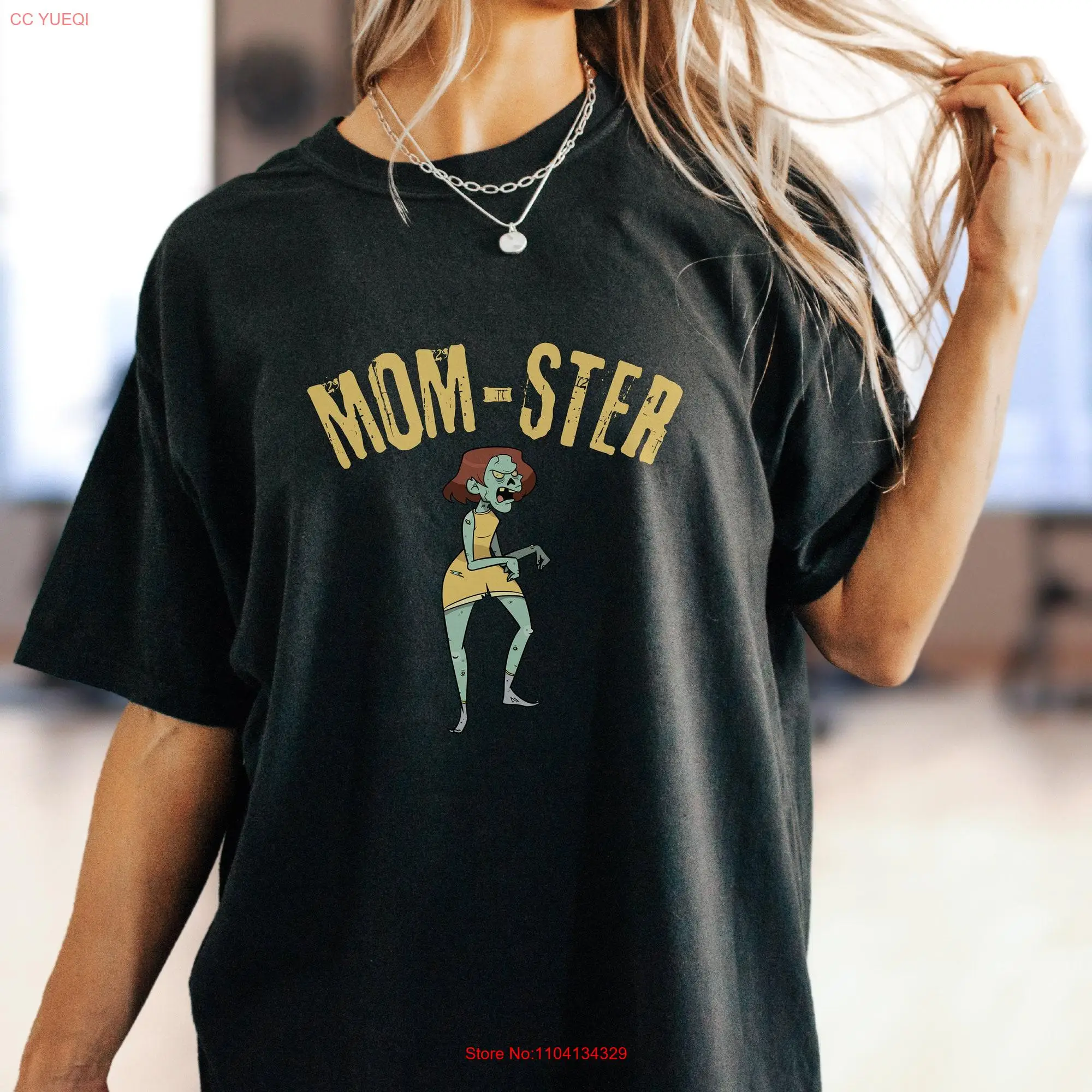 MomSter Cute Horrific Funny Halloween Oversized T Shirt Comfort Colors Spooky Season Vibe for Mom Who Loves to Scream and Shout