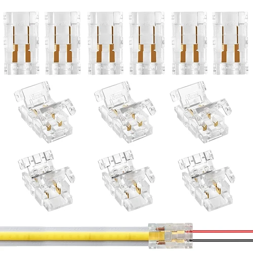 Imagen 1 del producto Tira de luces LED COB de 2 pines, 8mm, conectores, conexión de cable, extensión sin soldadura para tira de luces LED COB de 8mm