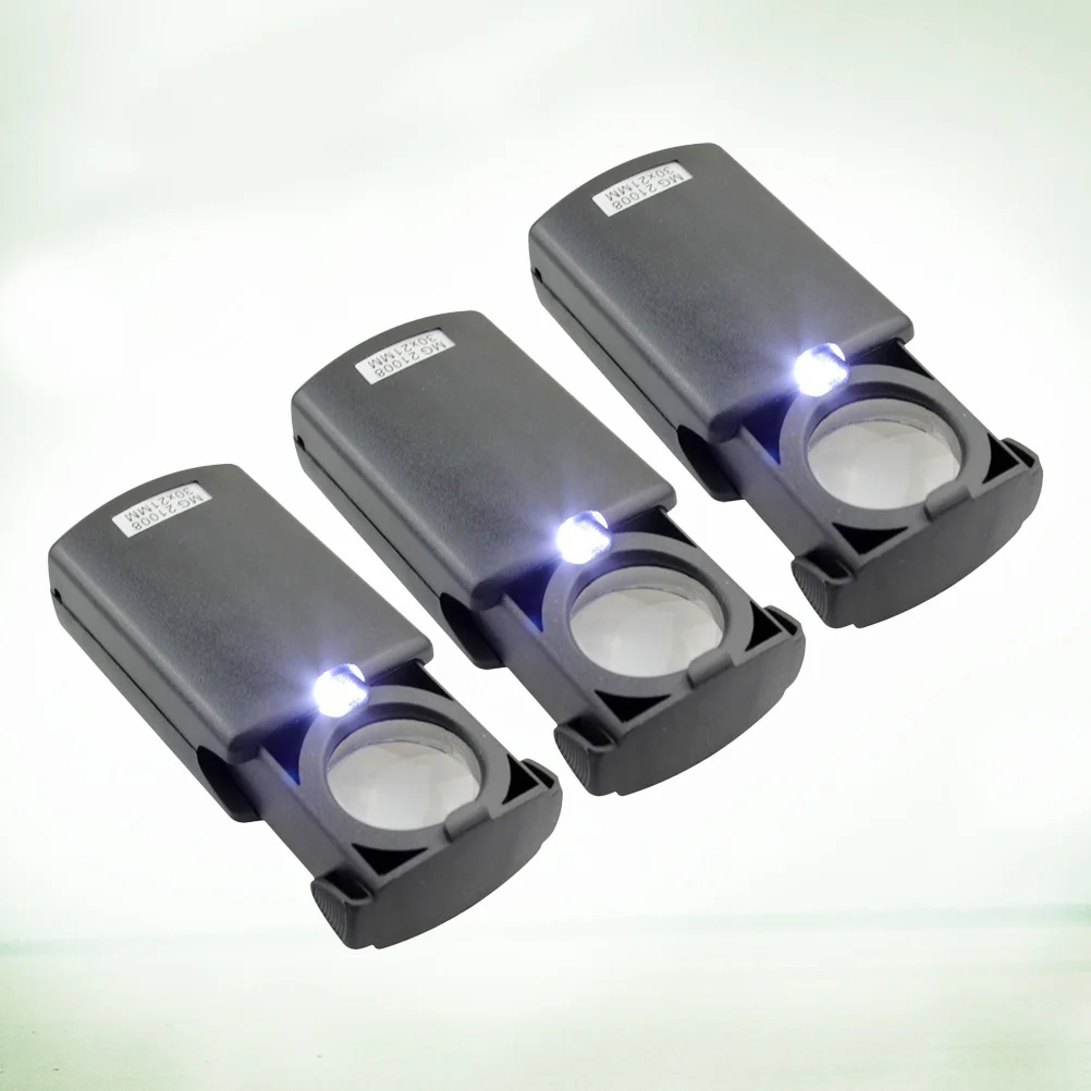 

3pcs Led Magnifier Handheld Magnifying Glass For Jewelry Rocks Stamps Coins Antiques 10X 20X Adjustable Focus Portable