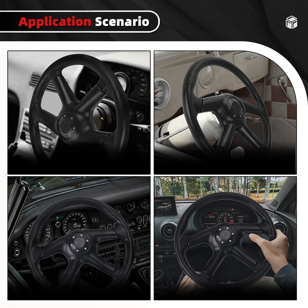 RASTP-Universal 14inch 350mm Racing Steering Wheel Skidproof PU Leather Car Sport Steering Wheels Car Accessories STW080 - Image 6