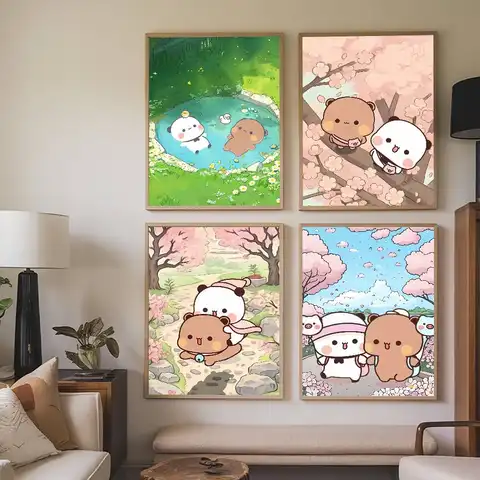 Cartoon B-Bubu n D-Dudu Poster Paintings Self Adhesive Prints Home Bedroom Living Room Decor Vintage Gift