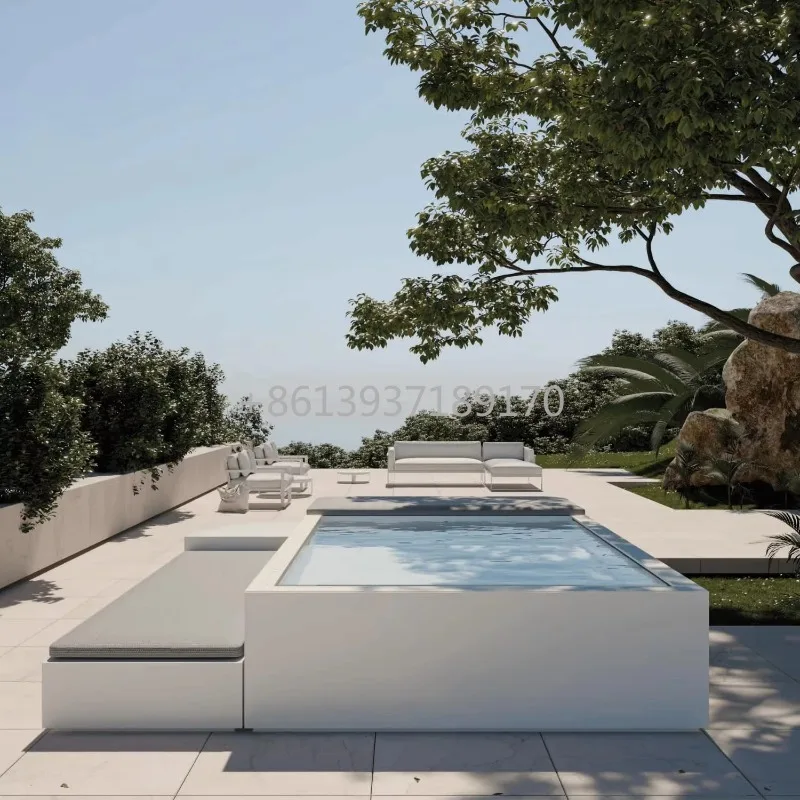 حجم صغير الأسرة الجاهزة خشبية الماء الساخن Jacuzzis سبا بركة يغرق الألياف الزجاجية في الهواء الطلق الاكريليك فوق الأرض حمام سباحة