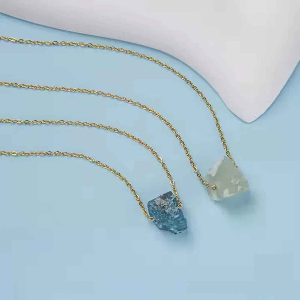 Natural Crystal Stone amethyst citrine Irregular stone agate Pendant Necklace with Stainless Steel gold Chain Gemstone Jewelry - Image 2