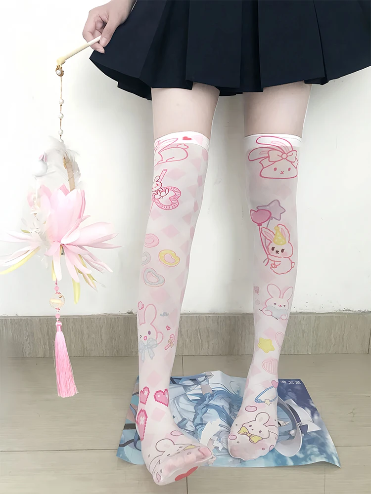 

Sweet Lolita thigh stockings cute Rabbit Kawaii Loli girl over the knee stockings Halloween cosplay Japan