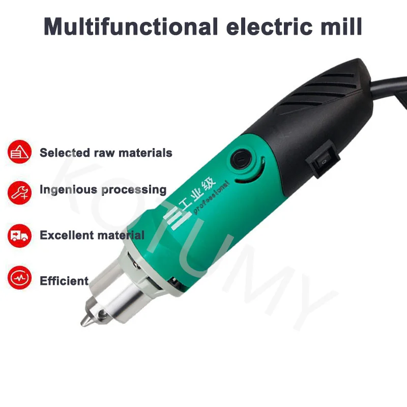 6.5mm High Speed 500W Mini Electric Drill Variable Speed Engraving Polisher Machine Wood Carving Rotary Tool Milling Cutter Rasp