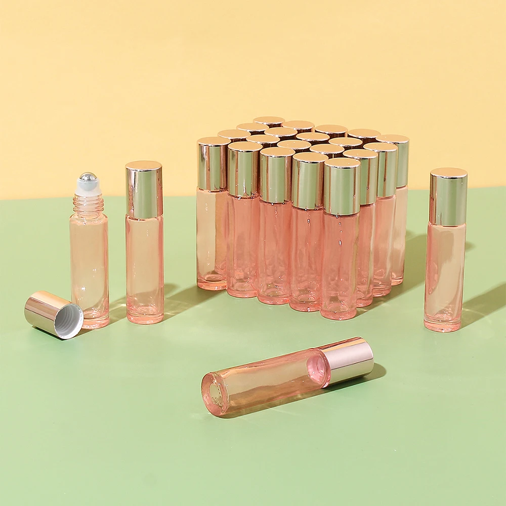 24 قطعة 10 مللي زجاجة عطر فارغة ملونة قابلة لإعادة الملء للزيت العطري زجاجة عطر قابلة للطي مع قمع وفتاحة وقطارة