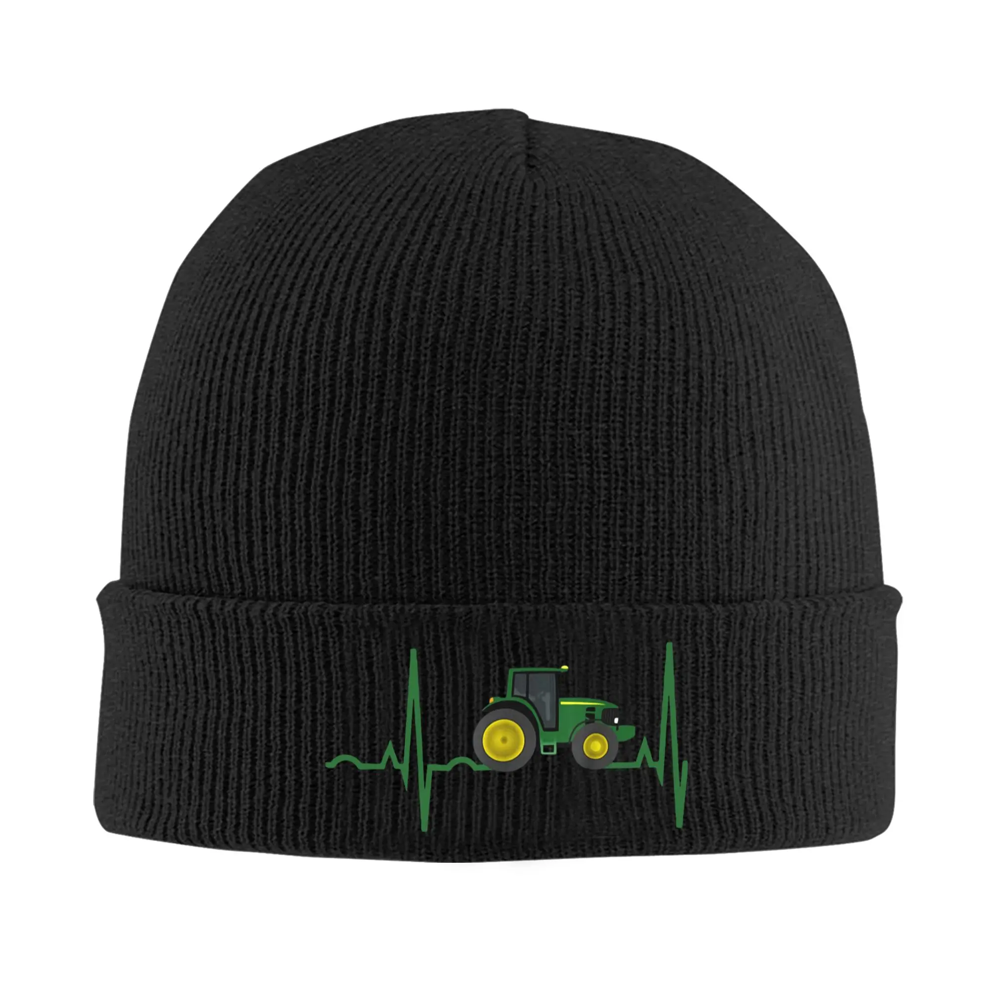 Custom Tractor Heartbeat Bonnet Hats  Fashion Knitted Hat For Men Women Warm Winter  Skullies Beanies Caps