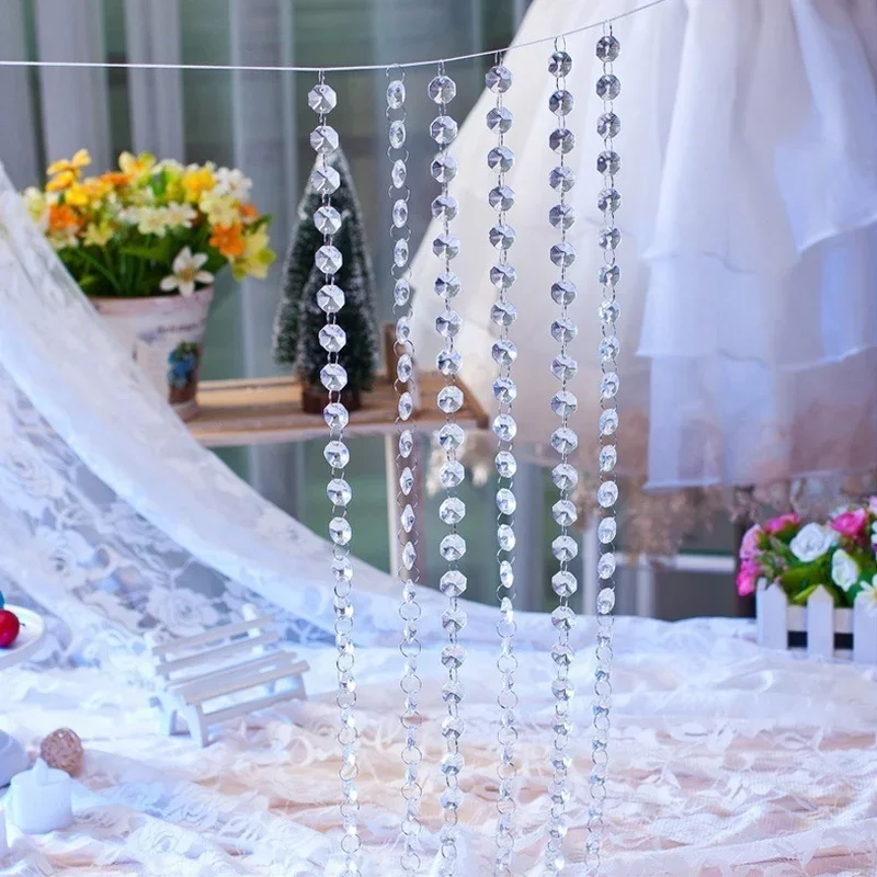 1 Meter Creative Acrylic Transparent Crystal Beads Diamond Garland Curtain Hanging Beads Hanging Beads Decoration Wedding