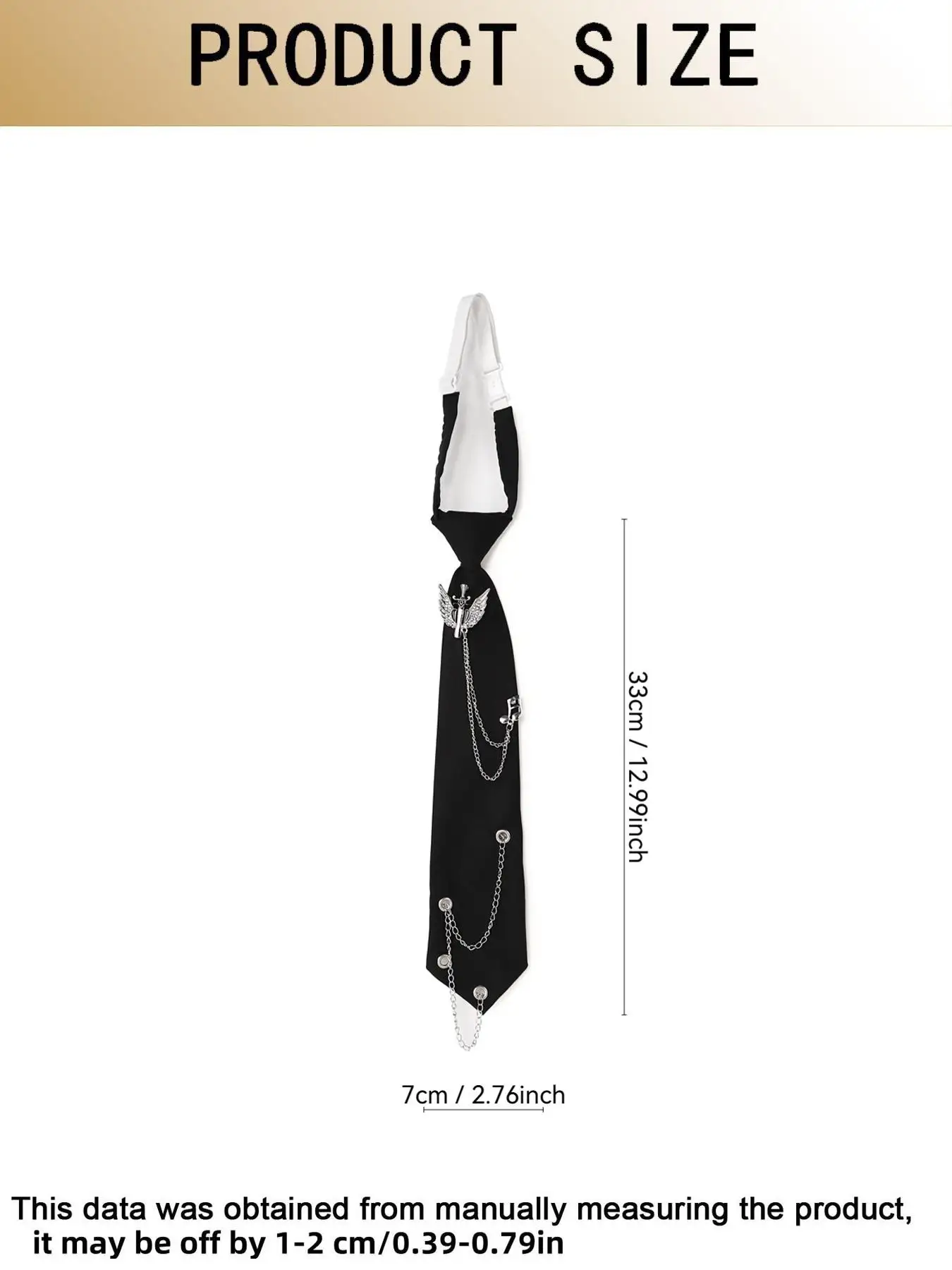 Pre-Tied Gothic Punk Chain Tie with Sword Note Antler Pendants, Party Graduation Daily Wear Accessory