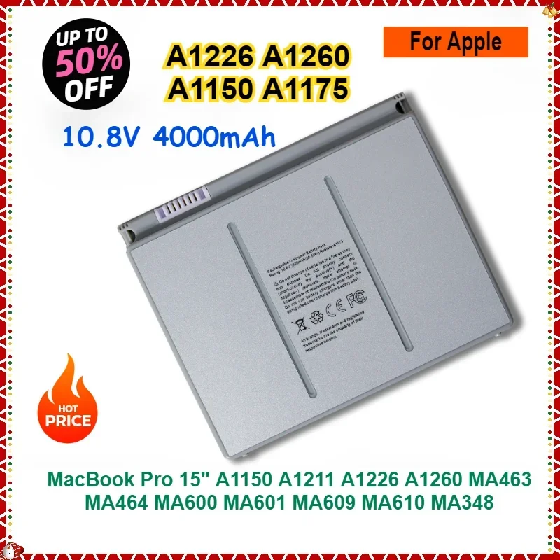 

Новый аккумулятор для ноутбука 4400 мАч A1226 A1175 для Apple MacBook Pro 15 дюймов A1150 A1211 A1260 MA463 MA464 MA600 MA601 MA609 MA610 MA348