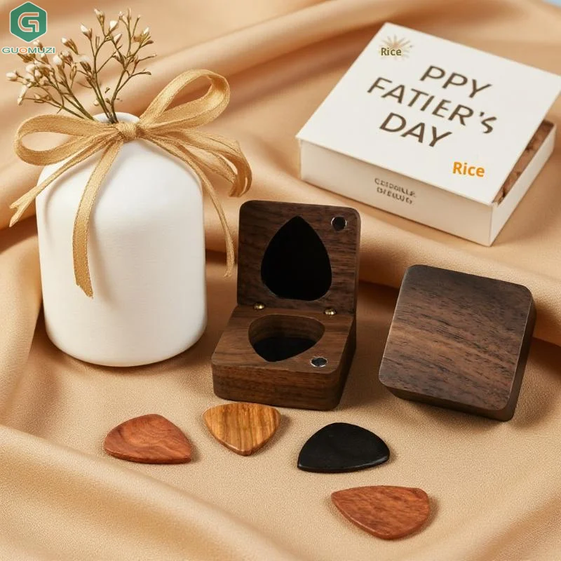 Pick Storage Box Plectrum For Acoustic Guitar PlectrumElectric Wood Pick Solid Unique Wooden Guitar Plectrum Box Wooden Ornament