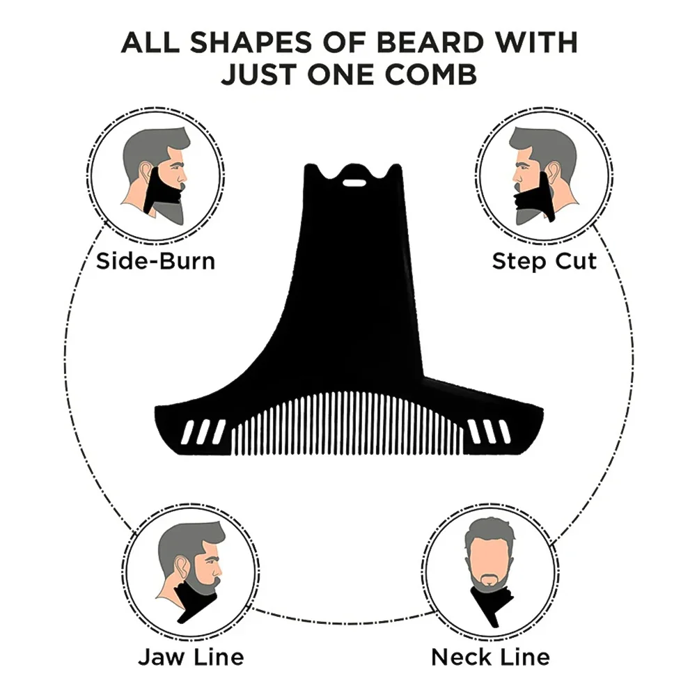 6 in 1 Men Beard Shaping Styling Template Comb Men's Beard Combs Beard Trim Templates Mustache Stencil Edge Control Beauty Tools