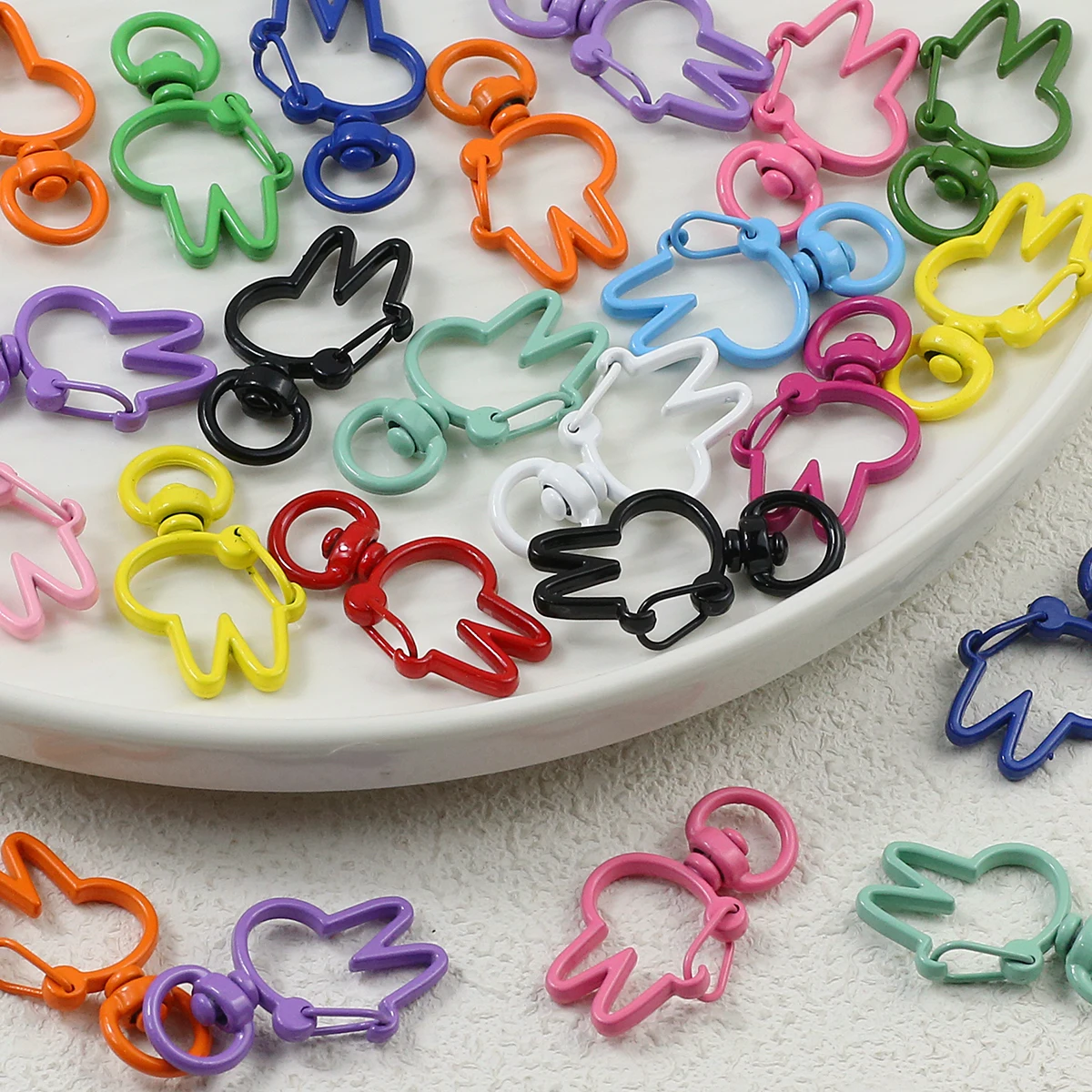 Zinc Alloy Rabbit-Head Clasps Assorted Colors Handmade DIY Jewelry Making Kit Bags Keychains Bracelet Necklace Charms Accessorie