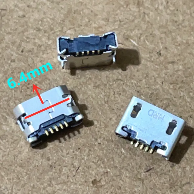 10-100szt Złącze Micro USB Jack DIP2 6.4mm Gniazdo ładowania USB Do Nokia 8600 Lenovo A60 A366T PAD A1 07 A520 A288T A500 A750