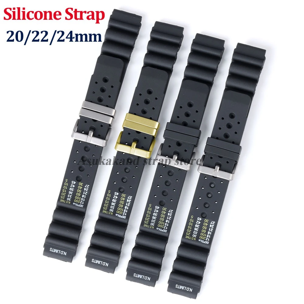 ND الحدود غواص سيليكون حزام 22 مللي متر حزام (استيك) ساعة 20 مللي متر 24 مللي متر ل سايكو للمواطن لشبح المياه ل Promaster المطاط حزام الغوص