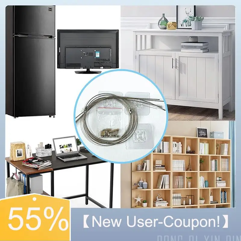 

【Fast Delivery】42 Inch Adjustable TV Straps, 6-Pack - Anti Tip Furniture Anchors, No Drill Needed For Baby Safety