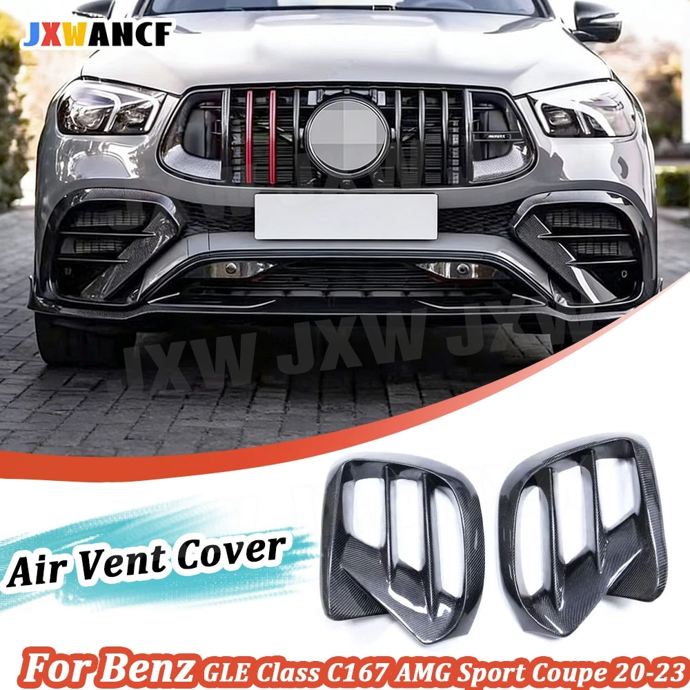 JXWANCF for Benz GLE Class C167 GLE350 GLE53 for AMG Sport Coupe 20-23 Carbon Fiber Front Bumper Air Vent Trim FRP Accessories