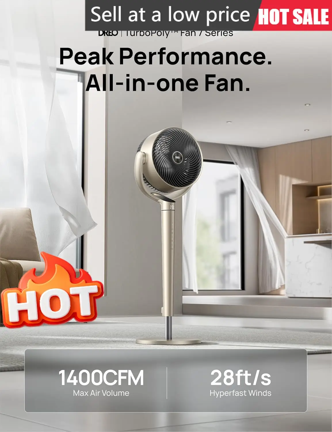 

43 Inch Smart Control Pedestal Fan Omni Directional Oscillating Quiet Bedroom Fan DC Motor 110ft Circulator 9 Speeds 6 Modes 12H