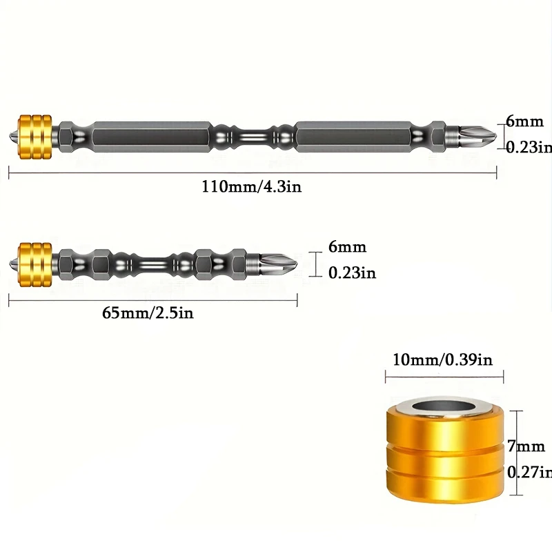 PH2 Hardness 65mm/110mm Double Cross Head Hexagonal Handle Magnetic Electric Screwdriver with Ring Cross Screwdriver Set