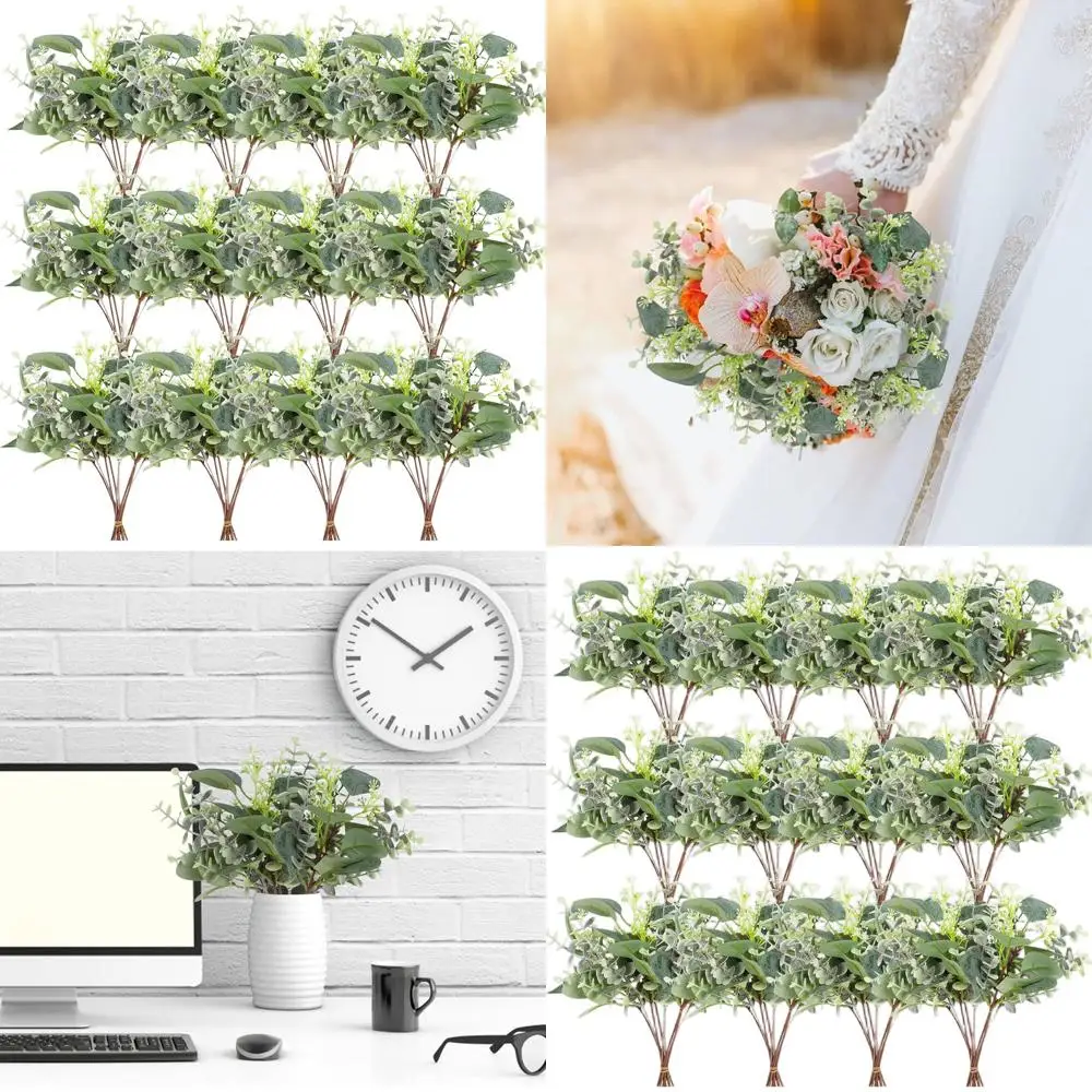 

120-компонентные поддельные серебряные стебли эвкалипта в долларах для украшения ваз и свадебных центральных элементов