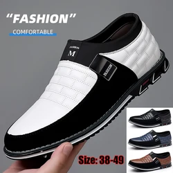 Zapatos informales de negocios para hombre, zapatillas de cuero PU sin cordones, zapatos formales de talla grande para boda, fiesta, oficina, zapatos de vestir Oxfords