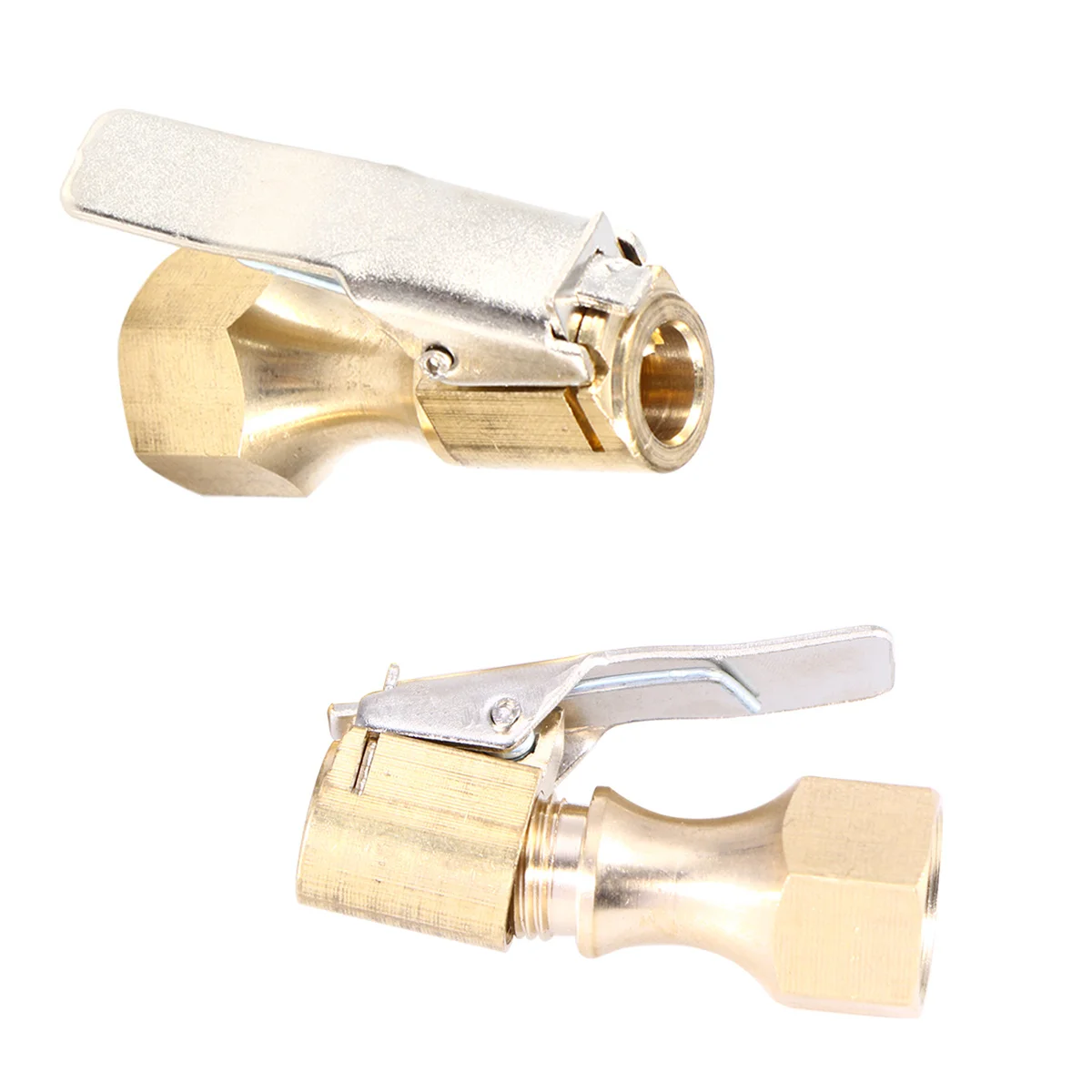 

4 Pcs Tire Inflator Quick Connect Adapter Dual Head Air Chuck Golden Clamp Truck Pump