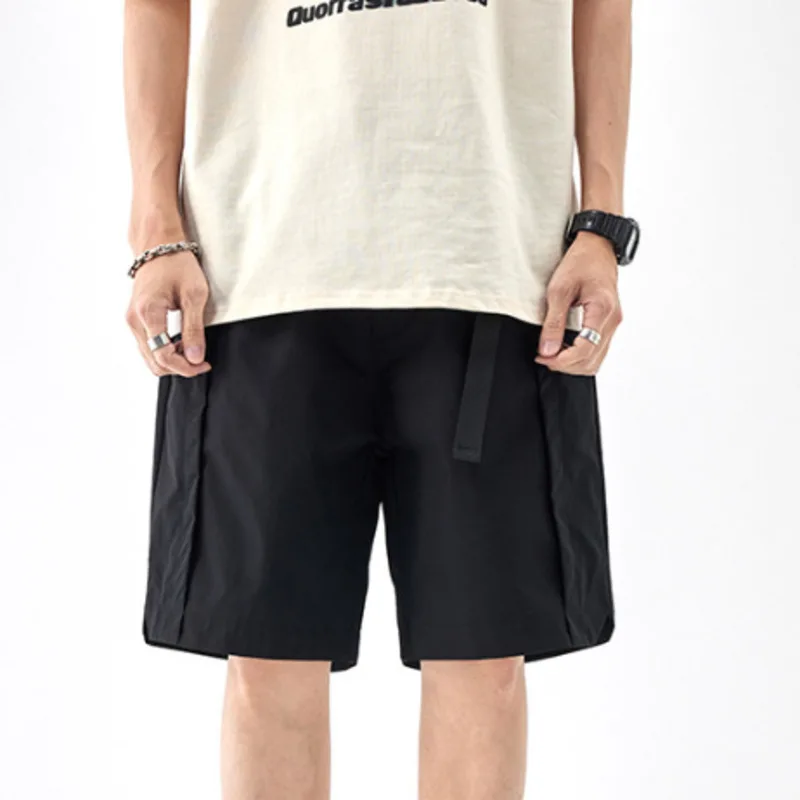 الرجال الصيف الجديدة اليابانية الرجعية عارضة فضفاض بلون العمل السراويل أزياء الاتجاه العلامة التجارية التجفيف السريع الرياضة خمس نقاط السراويل