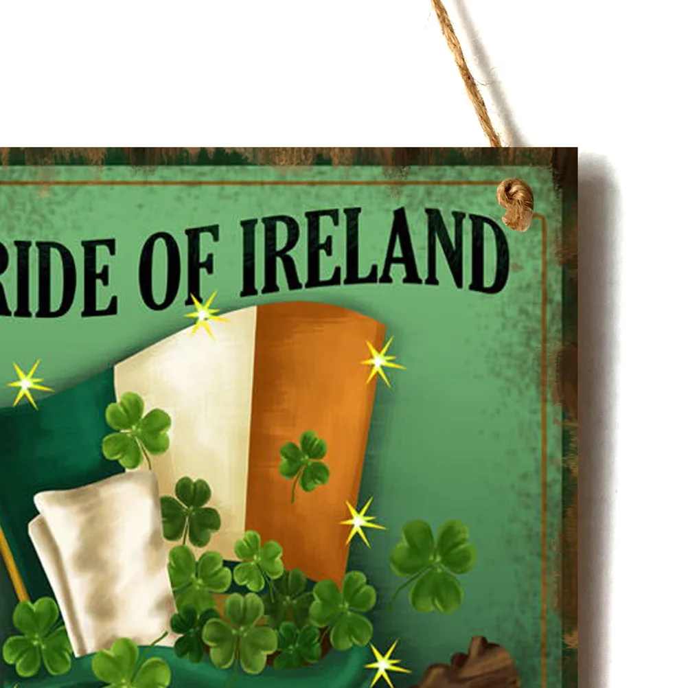 

Wood Clover Hanging Board 40Cm Rope Green Creative Home Office Store Decor Festival Party Supplies Saint Patrick'S Day