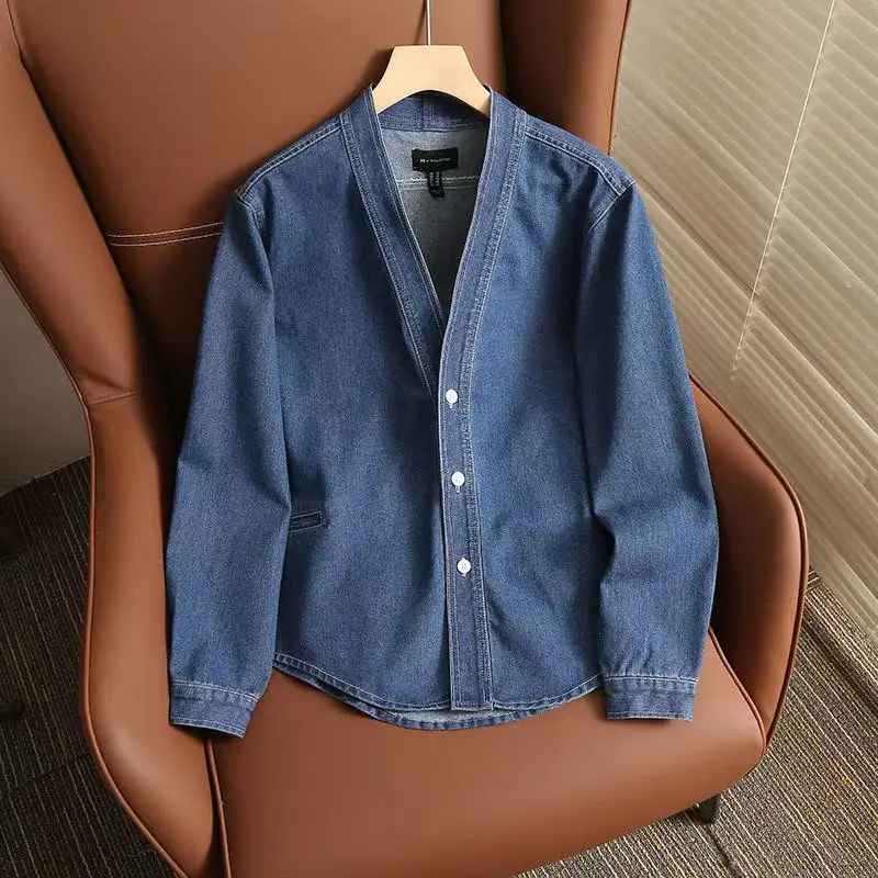 

Men's and Women's Outerwear Denim Jacket 2025 Spring and Autumn Collection New Loose Solid Color Jacket Design Sense Coat Trend