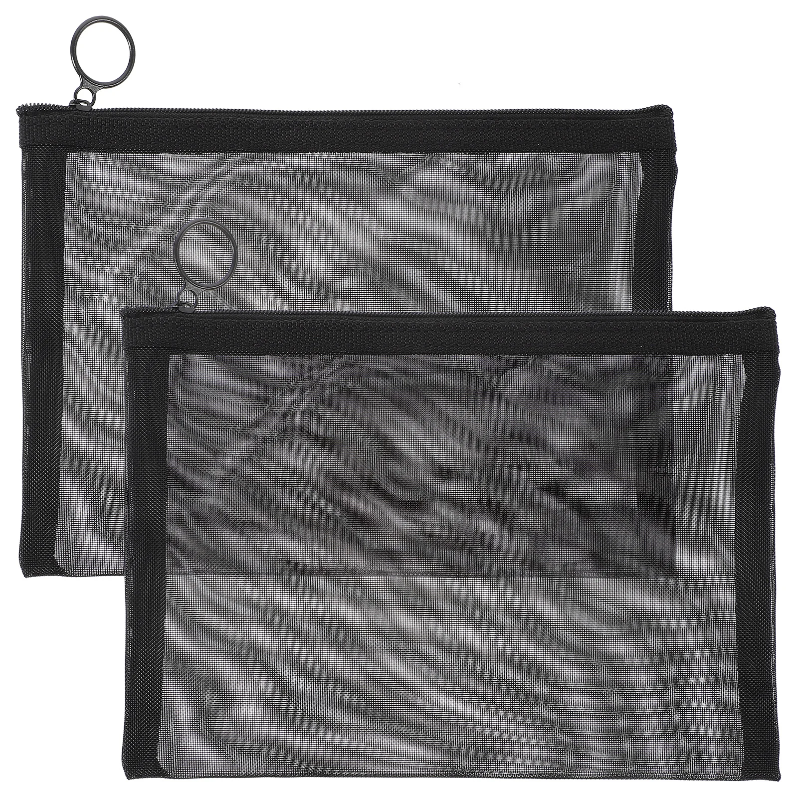 

2Pcs Makeup Bags Portable Black Multifunctional Mesh Toiletry Travel Organizer Storage Pouch Wash Bag Large Capacity