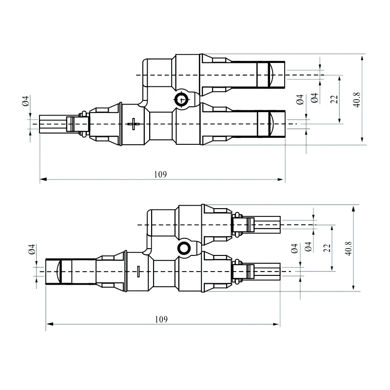 IP67 2 to 1 T Branch PV Connector TUV approved FFM or MMF 100% PP0 2.5mm sq~6.0mm TF0168