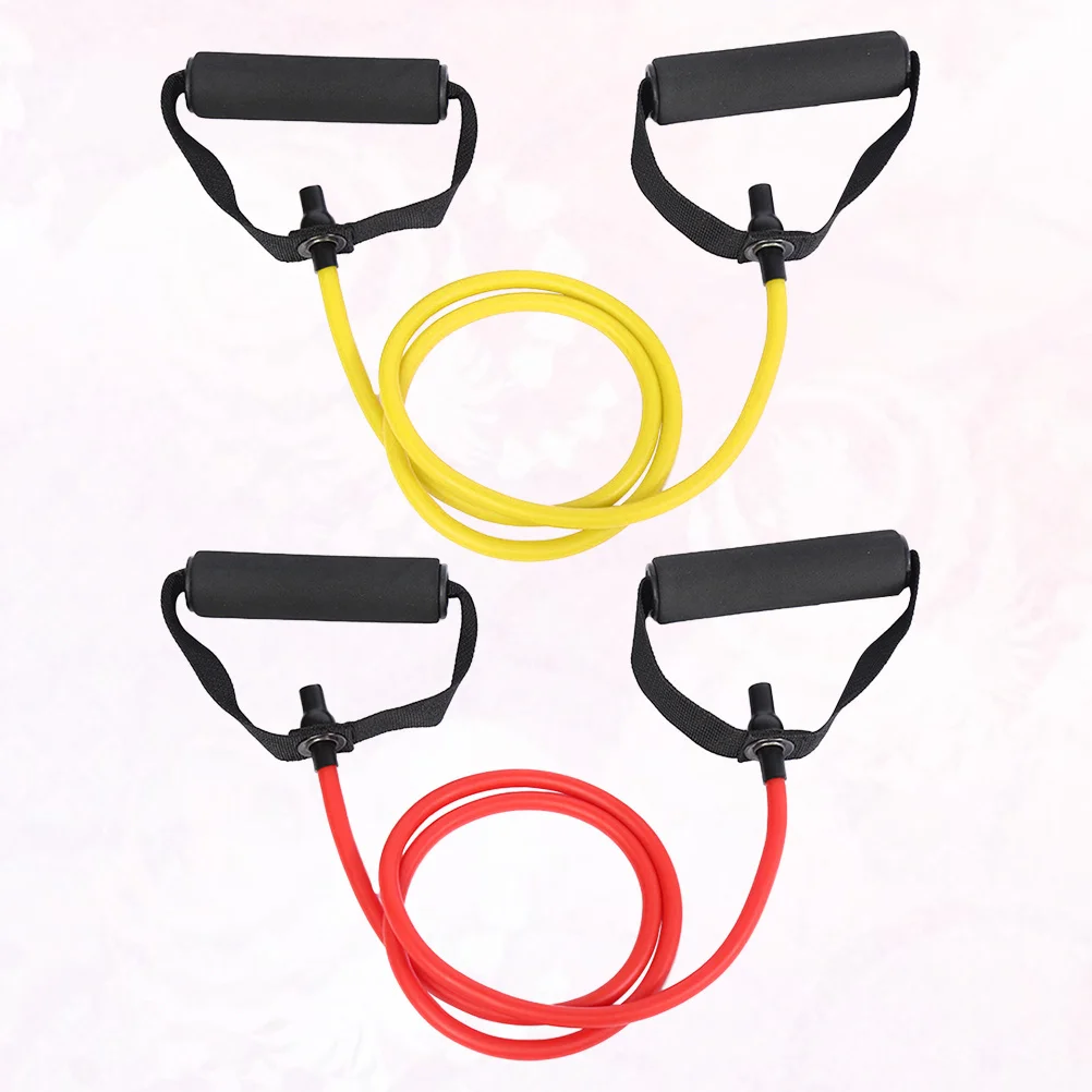 قطعتان من حبل السحب المتين المطاطي للياقة البدنية لجميع الأعمار، أصفر وأحمر