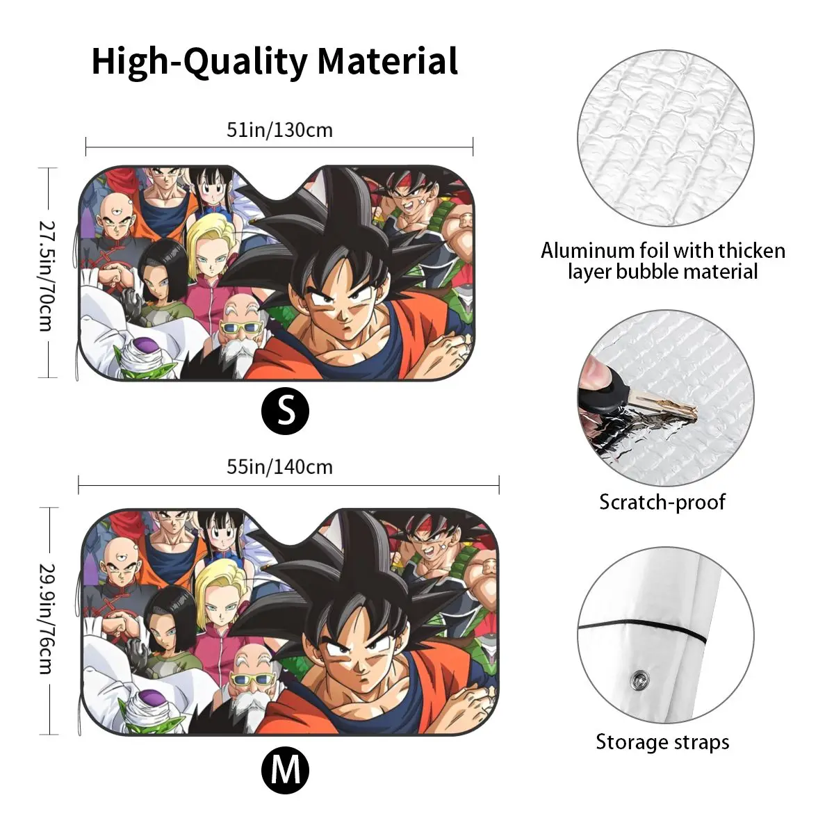 Dragon Ball Z Cartoon Windshield Sunshade Polyester Car Front Windshield 70x130cm Car Window Windscreen Cover Accessories Covers - view 6