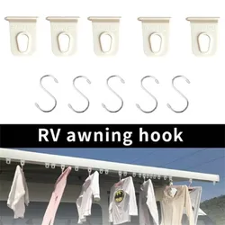 5 Pcs Camping Awning Hooks Clips Racks Tool Awning Clothes Hooks For RV, Camper Caravan, Car Exterior Accessories