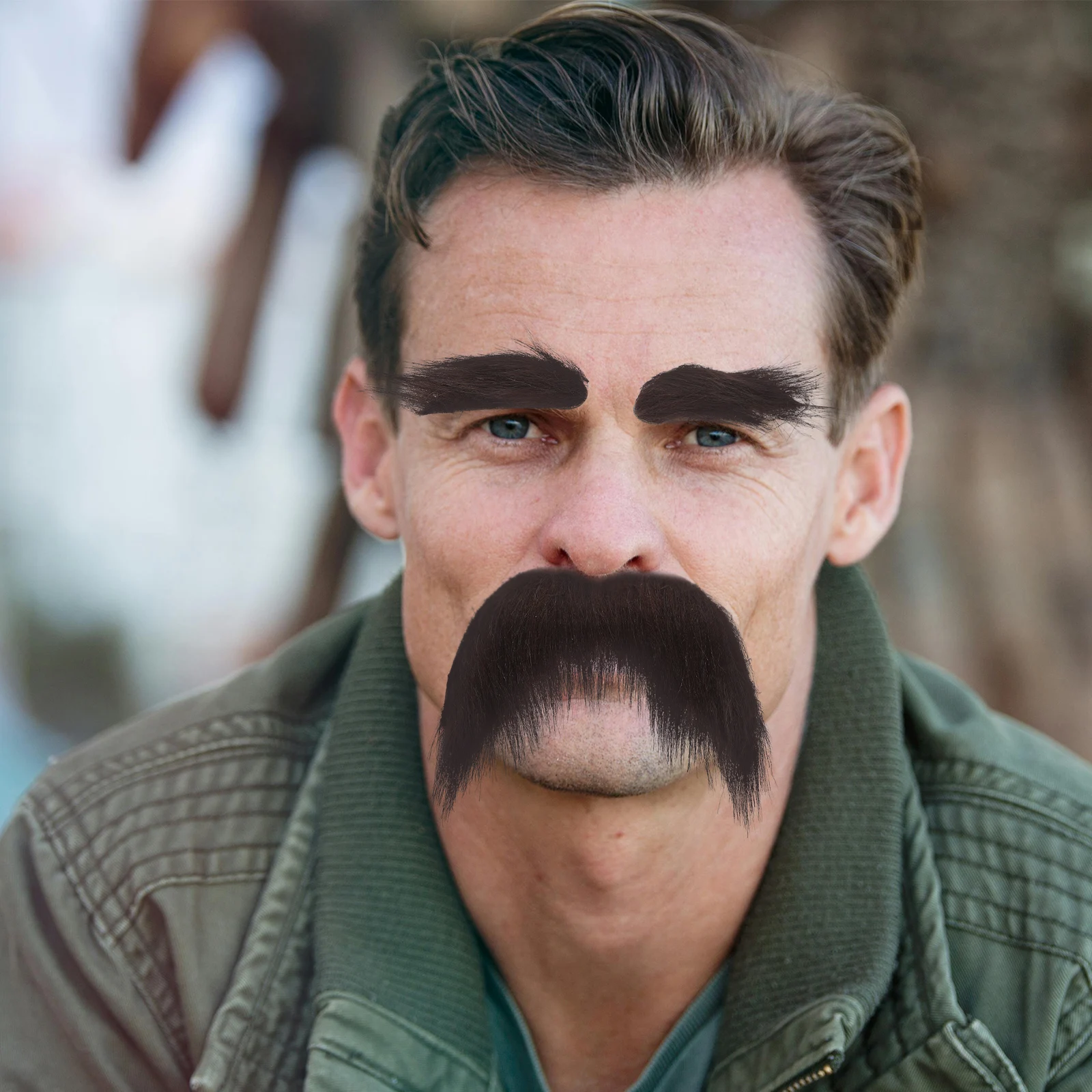 

1 set Self-Adhesive Fake Eyebrows Set Men'S Cosplay Costume Prop Old Adult Stick On False Man Dress Up Kit Facial Hair