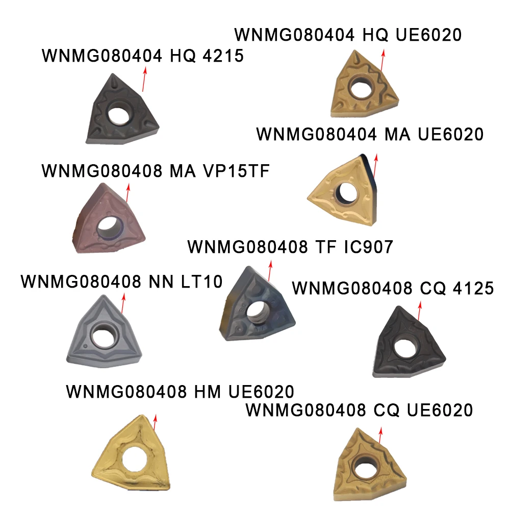10 pçs wnmg080404 wnmg080408 ue6020/vp15tf/4125/ic907 inserções de carboneto externo ferramenta torno cnc