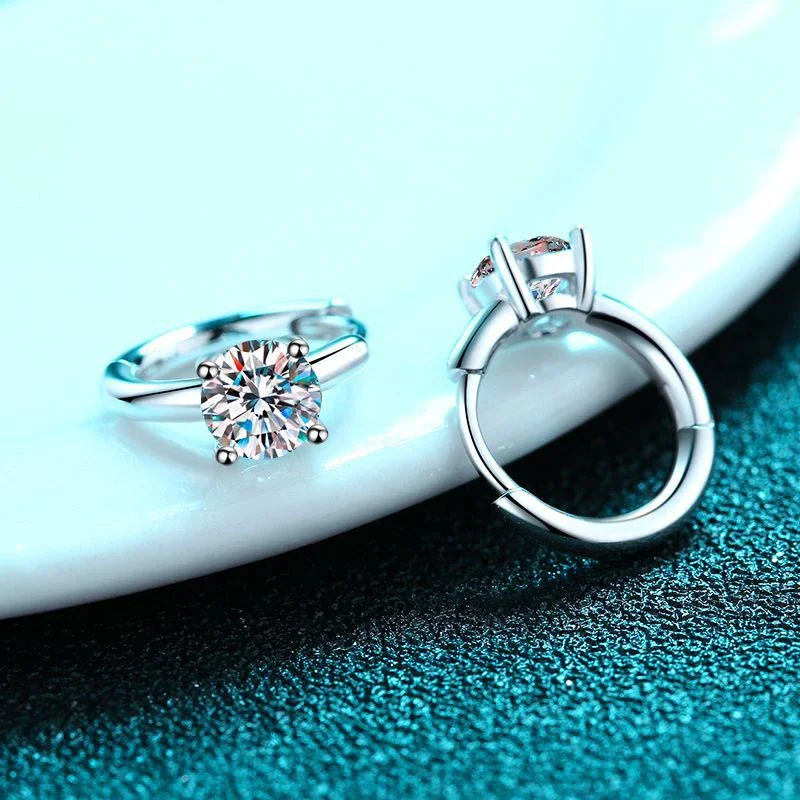NeeTim 1ct Moissanite Hoop Earrings S925 Sterling Silver with 18k White Gold Plated Diamond Gem Earring for Women Jewelry Gifts