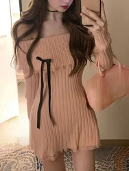 2023 Autumn Sweet French Dress Women Evening Party Slim Elegant Mini Dress Office Lady Casual Outwear Dress Korean Fashion Chic