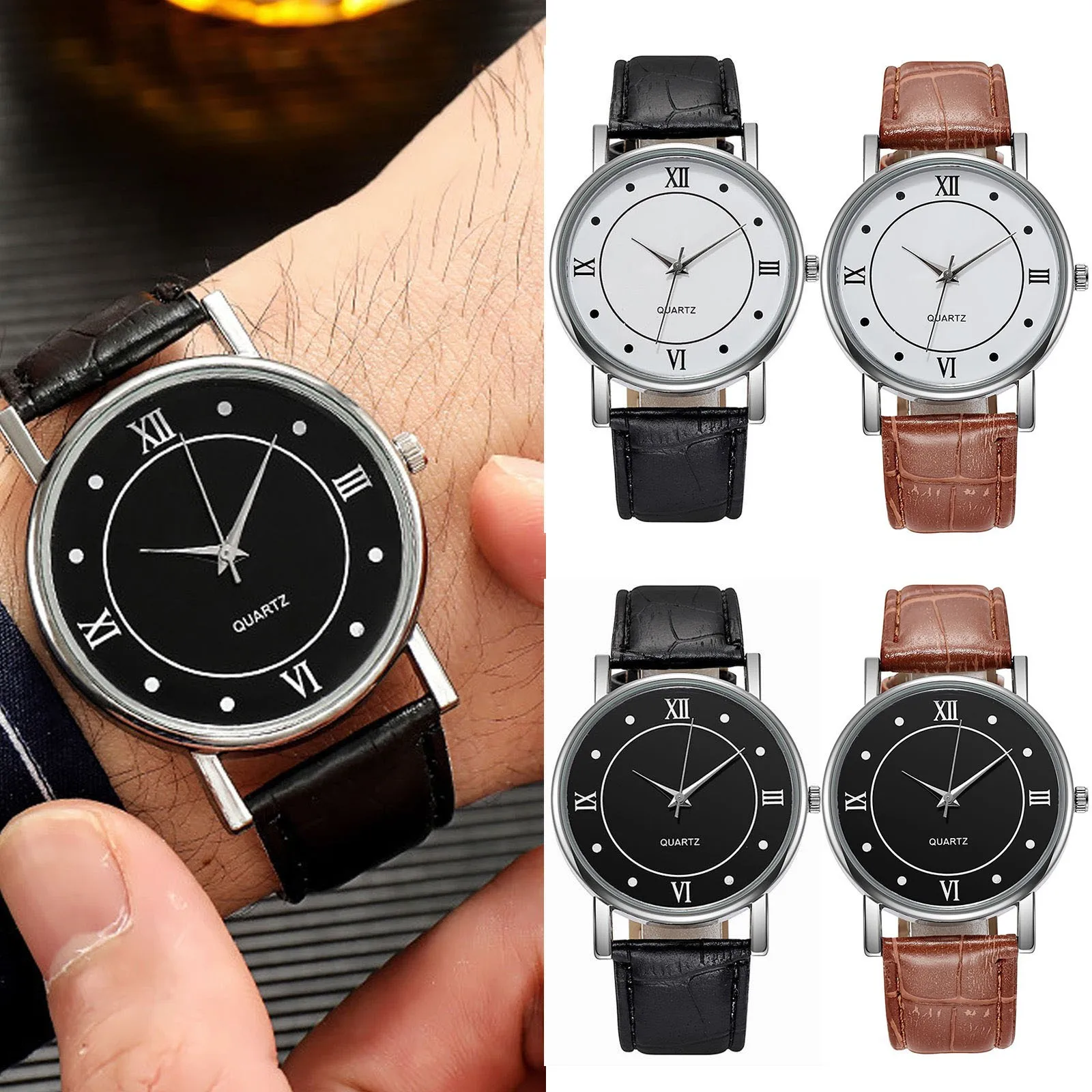 Men‘s Business Watches Fashion Life Waterproof Quartz Watch Leather strap Sport Casual Wrist Watch relogios masculino