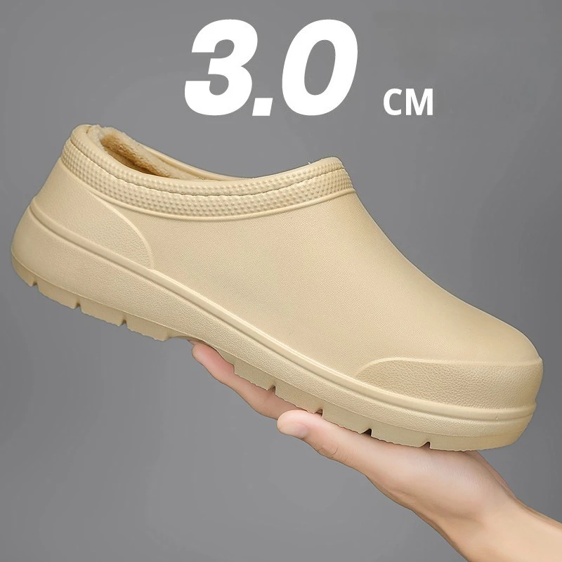 

Men Women EVA Chef Shoes Winter Warm Non-slip Waterproof Oil-proof Cotton Shoes Workers Slippers Outdoor Fishing Shoes