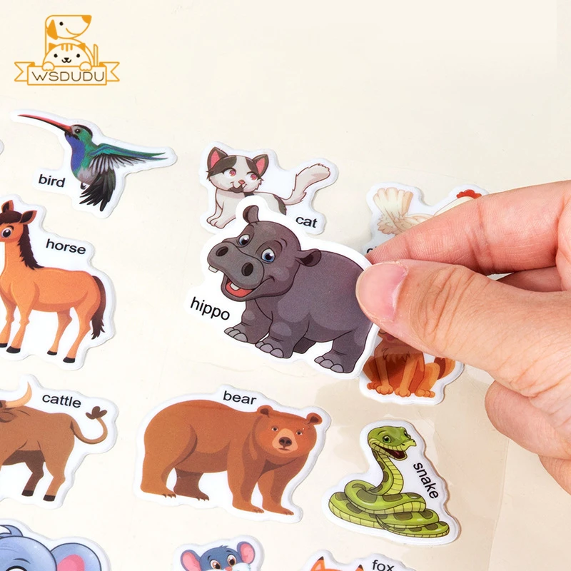 2PCS Sticker Books Cute Reusable DIY Sticky Animal Dinosaur Ocean Scene Theme Game Cartoon Pattern Classic Toy Fun Children Gift