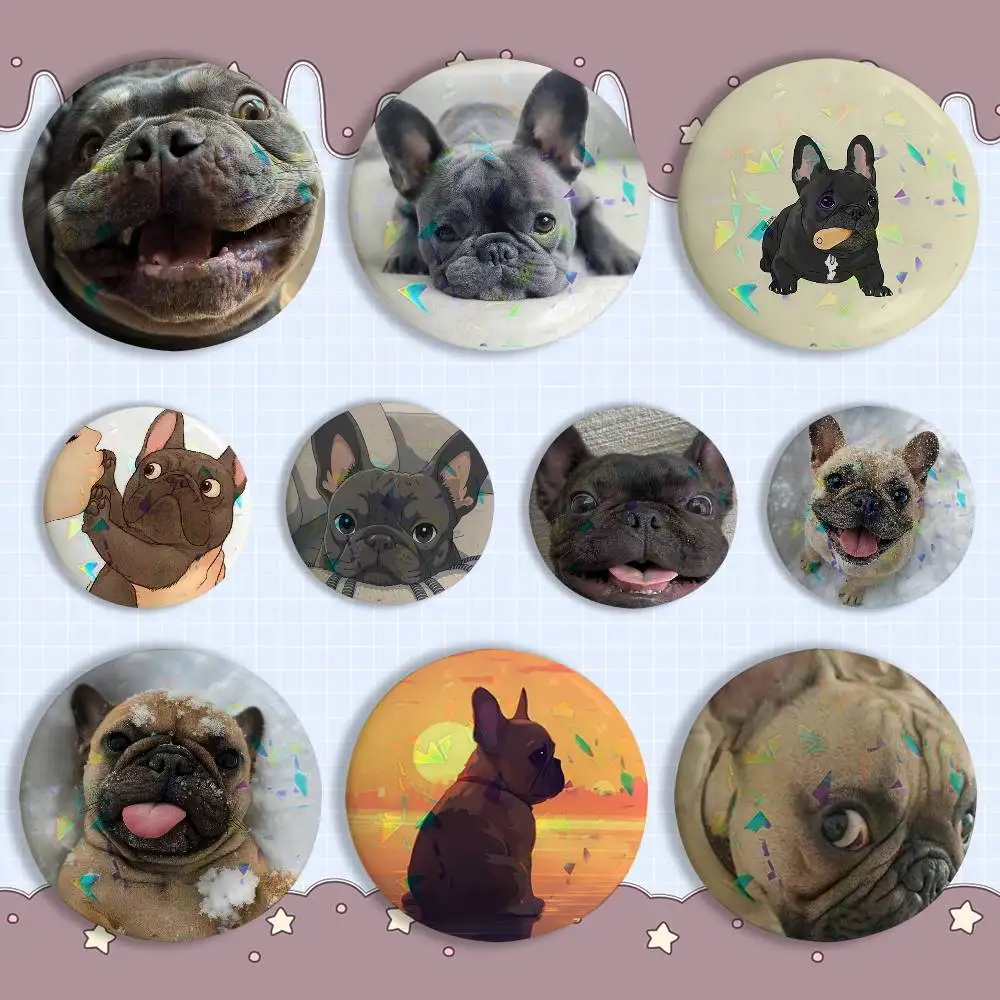 

funny B-BulldogS Dog French Round Exquisite Badge Brooches Creative Pins For Clothes Hat Backpack Gift Accessories