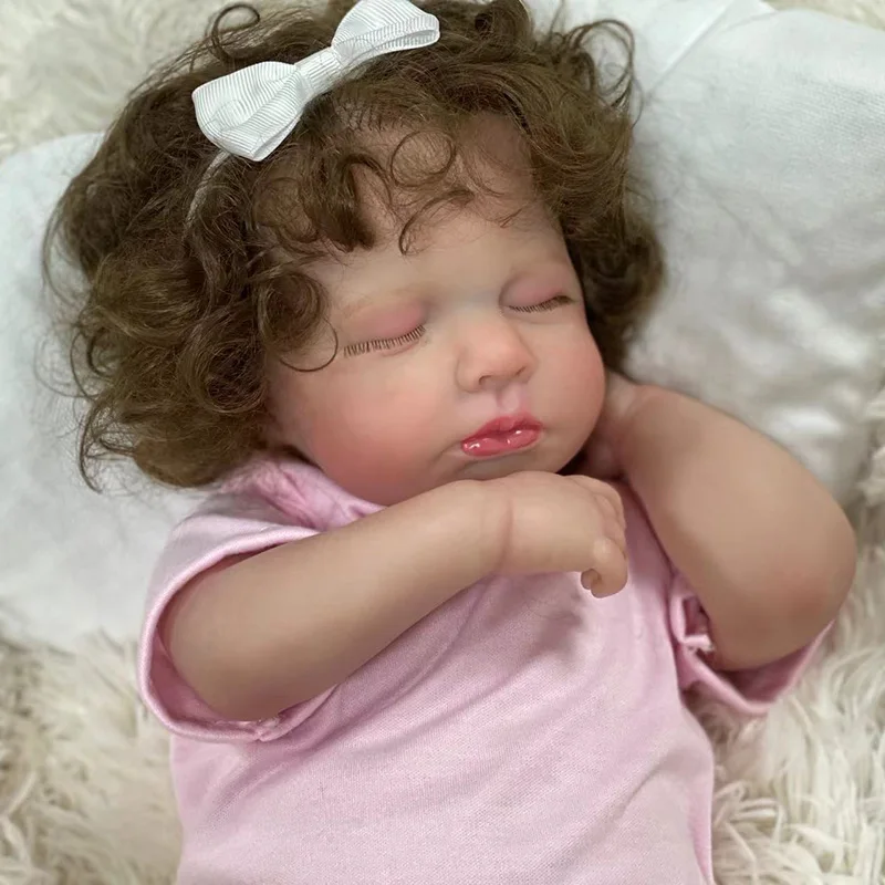 

49CM Loulou Lifelike Already Painted Doll Newborn Baby Reborn Doll Hand Paint with Genesis High Quality 3D skin Tone