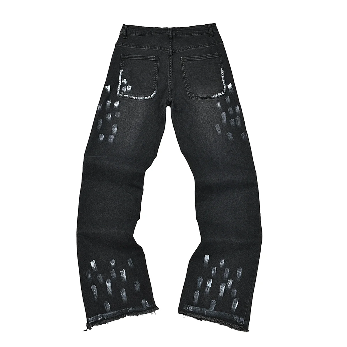 High Street Ink Painted Washed Blue Baggy Jeans for Men Straight Vintage Loose Casual Denim Pants Oversized Ropa Hombre Trousers