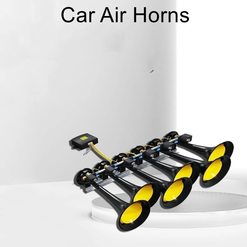 six tubes thirty-seven tones metal music horn car truck electric air horn with remote control button 12v 24v