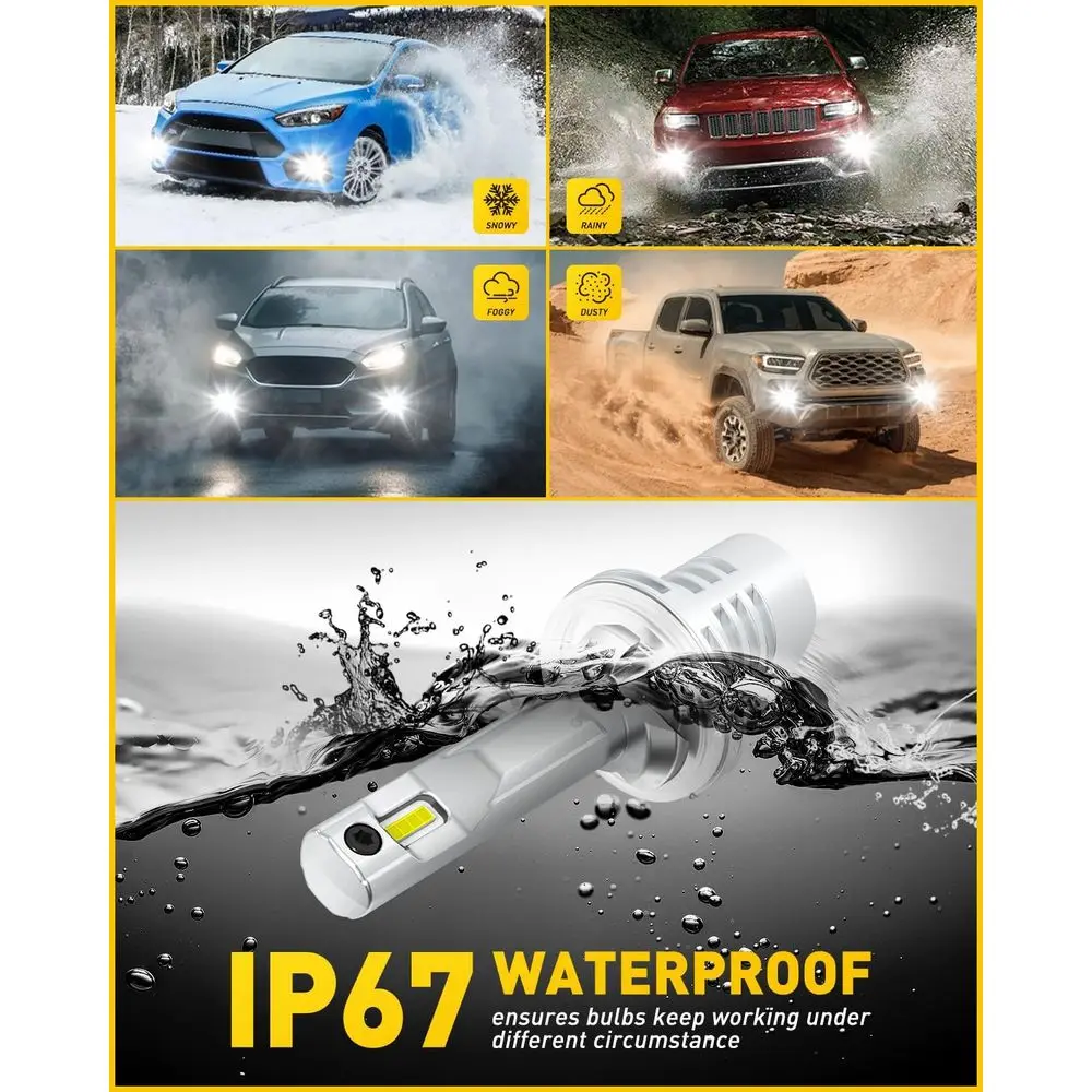 Lampadina fendinebbia Mini 880 super luminosa da 16.000LM, bianco 6500K, Plug & Play, nessun adattatore necessario, kit 893 LED 2 pezzi