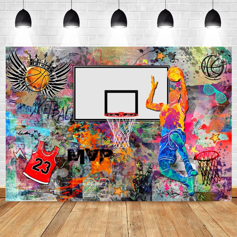 

Street Wall Graffiti Backdrop Basketball Sports Theme Photography Backgrounds for Boys Kids Portrait Birthay Party Photoshoot