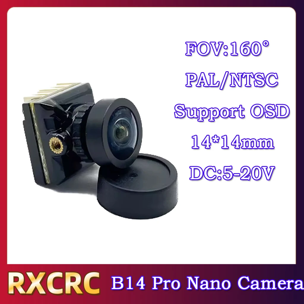 RXC FPV Nano B14Pro กล้อง COMS 1200TVL MINI 14*14 มม.1.8 มม.เลนส์ 1/3 Senor FOV 160 °   NTSC/PAL 5-20V สําหรับ RC โดรน โดรน รุ่น
